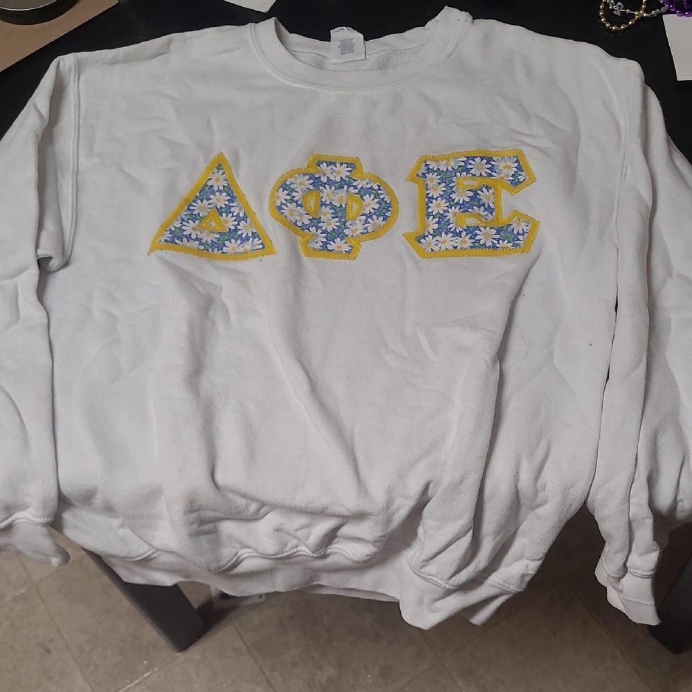 White DPHIE Sweatshirt with Greek Letters